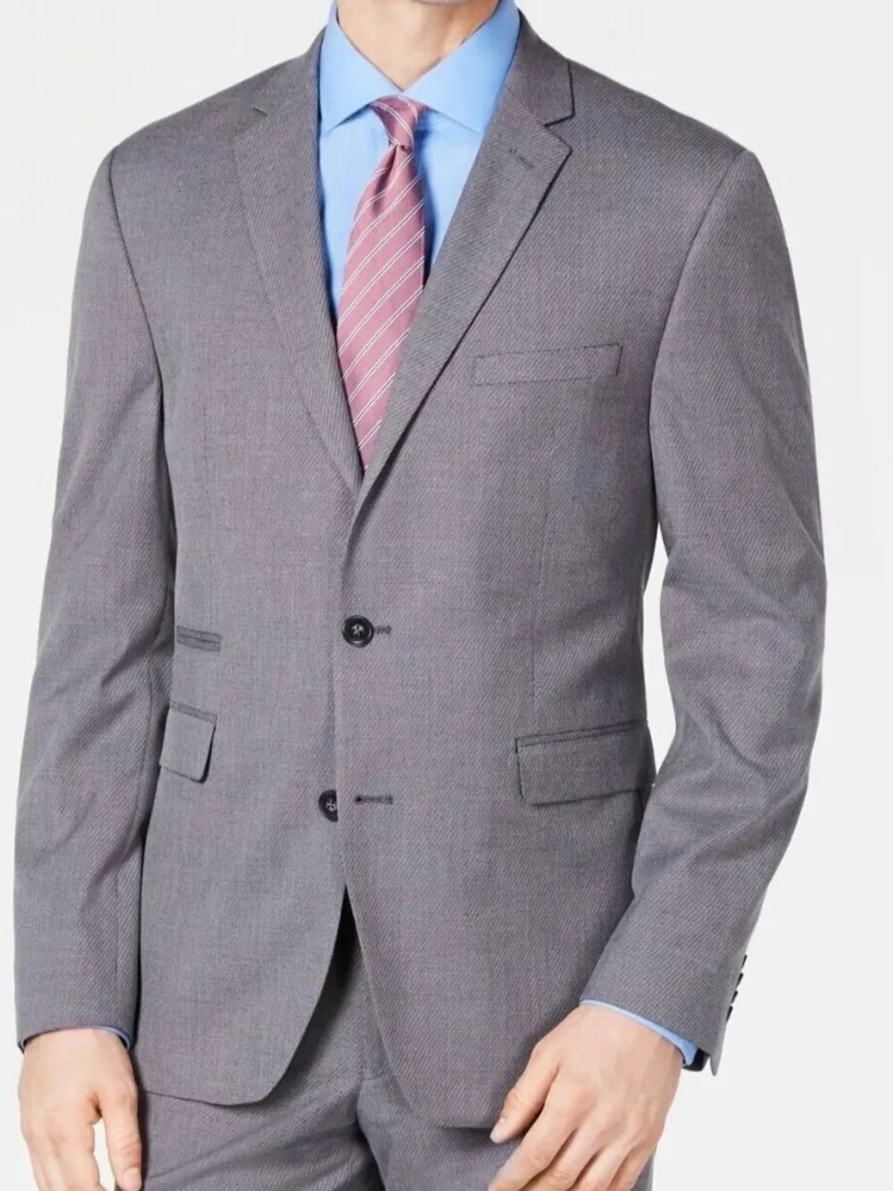 Vince Camuto Men's Slim-Fit Stretch Suit Jacket, Textured Gray, 40L / 40 Long